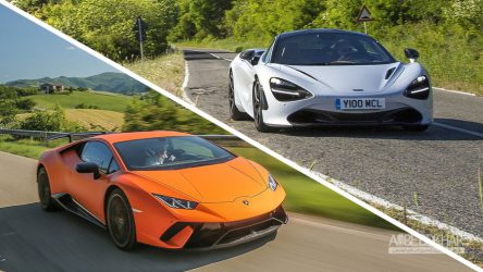 درگ جذاب لامبورگینی هوراکان پرفورمانته و مک‌لارن 720S + ویدیو