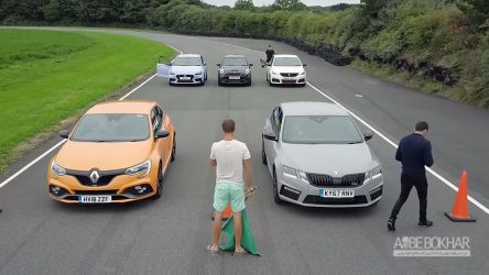 درگ عجیب و دیدنی میان پنج خودرو + ویدیو