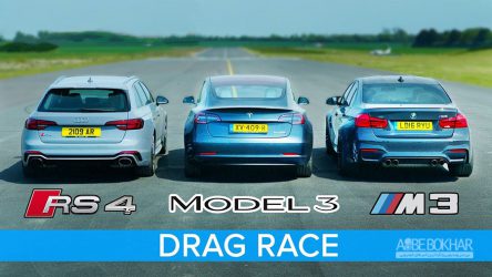 رقابت جذاب آئودی RS4 ، تسلا مدل ۳ و ب ام و M3