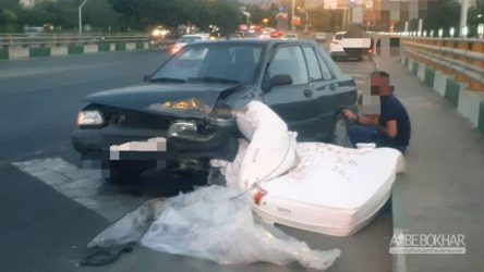 تصادف” پراید” با “تشک خواب” در تهران!