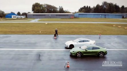 رقابت دیدنی پورشه تایکان و تسلا مدل S