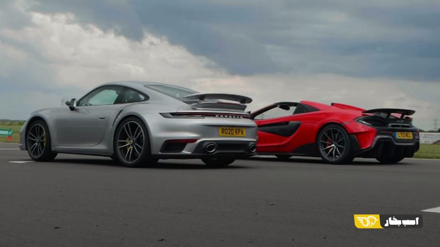 سرعت گیری پورشه 911 توربو S و مک لارن 600LT در مسیر مستقیم