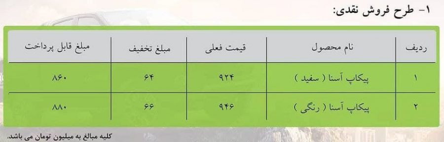 شرایط فروش نقدی و اقساطی آمیکو آسنا دنده ای عید فطر