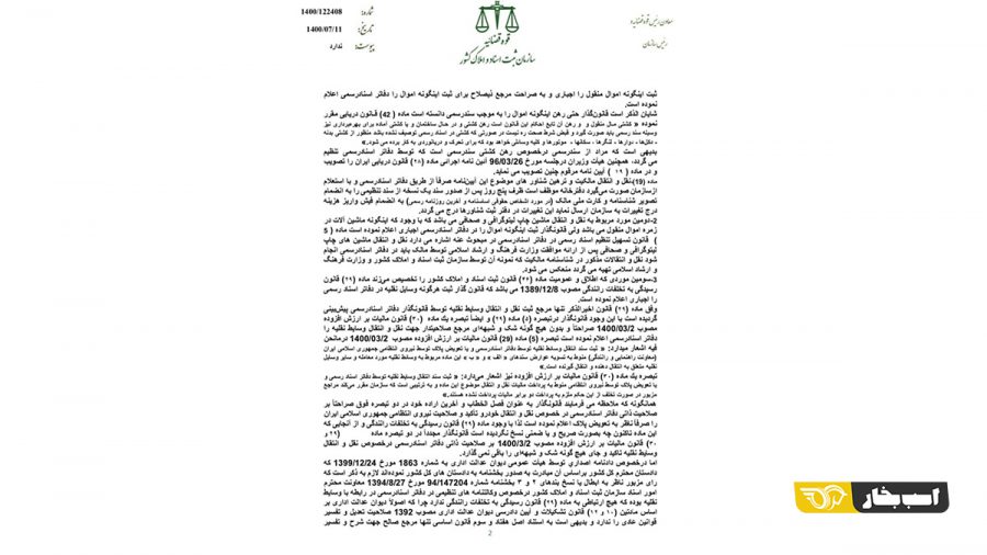 نامه رییس سازمان ثبت به قالیباف
