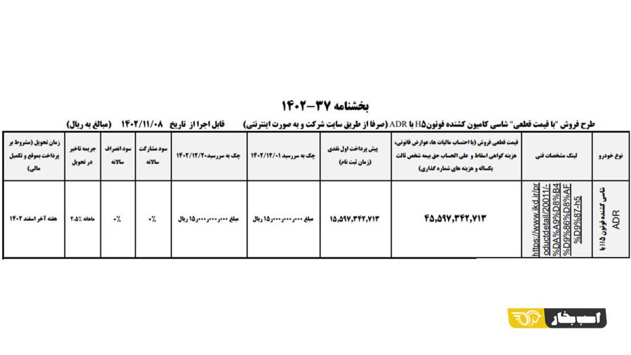 شرایط فروش فوتون H5