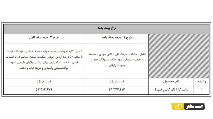 فروش وانت کارا تک کابین