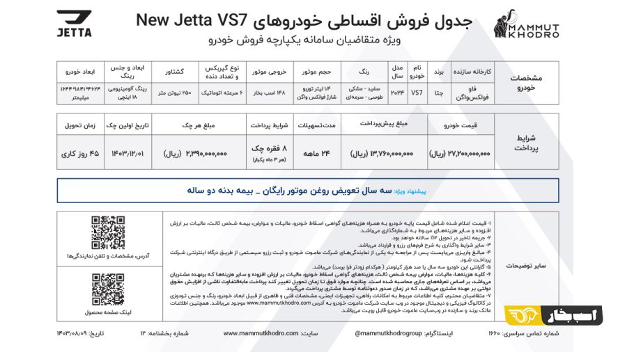 شرایط فروش نیو جتا VS7