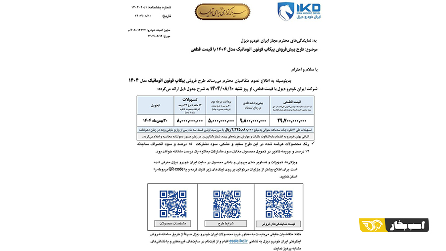 شرایط فروش فوتون تونلند G7 آبان 1404