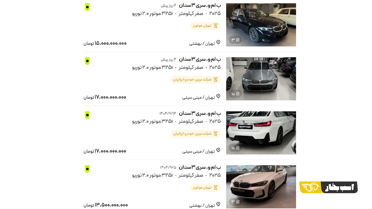 قیمت بازار ب ام و سری 3