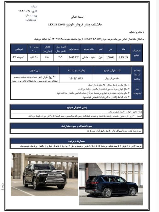 قیمت لکسوس LX600