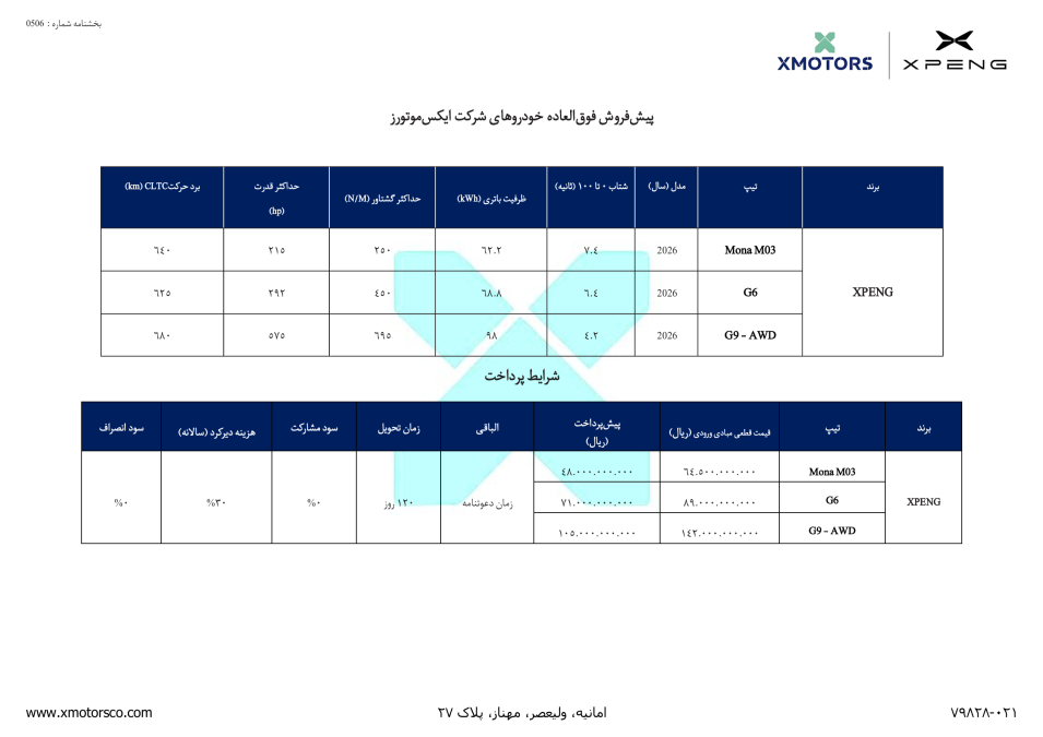 شرایط فروش ایکس پنگ شهریور 1405