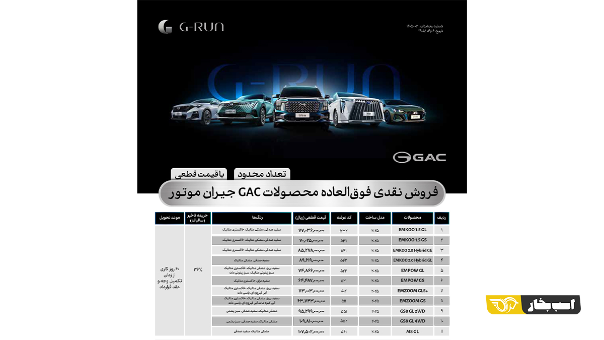 شرایط فروش جیران موتور تیر 1405