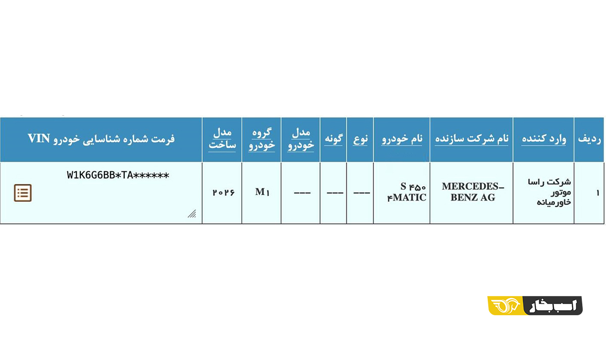مرسدس بنز S450 راسا موتور