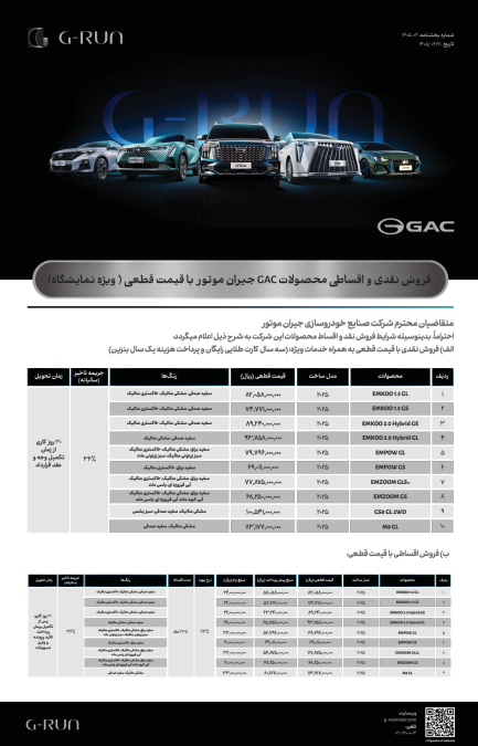 شرایط فروش جیران موتور شهریور 1405